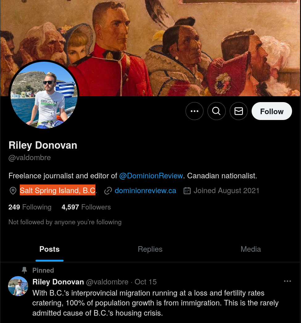 screenshot of Riley Donovan’s Twitter handle, @valdombre